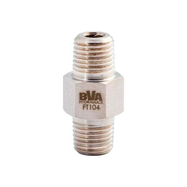 Bva Hydraulics BVA Hydraulic Fitting Hex Nipple, Male 1/4in-18NPTF to Male 1/4in-18NPTF FT104 - main